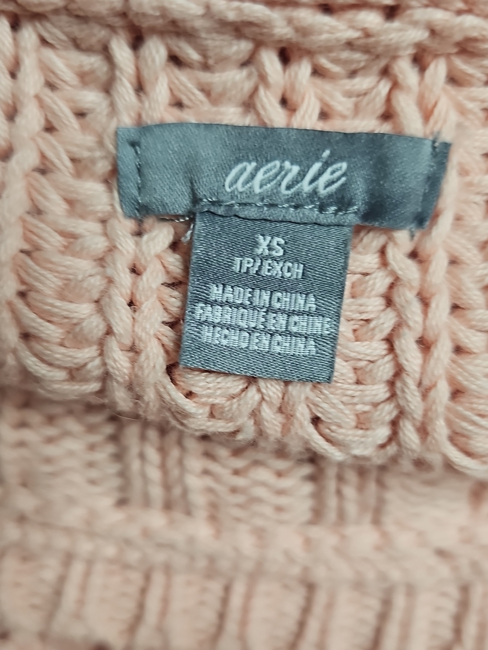 aerie Blush Pink Cropped Cable Knit Crew Sweater - Picture 5 of 6